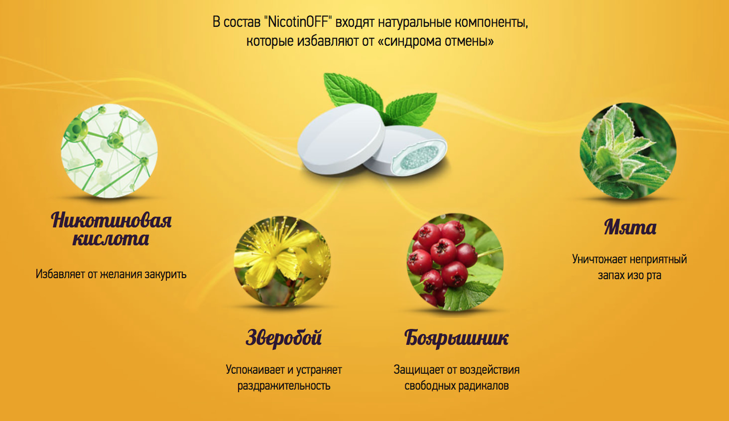 Состав жевательной резинки NicotinOFF (никотиноф)